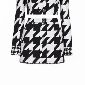 Dolls Kill Friendly Fashionista Houndstooth Blazer + Skirt Set (XS)